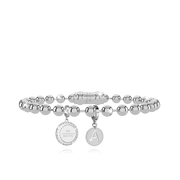 Rebecca Silver Charm & Initial Bracelet Set