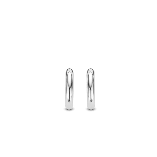 TI SENTO earrings each have a diameter of 18mm and are made of sterling silver; they are finished with our usual and dependable rhodium plating