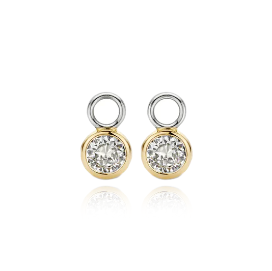 ti sento milano silver yellow gold cz cubic zirconia stones ear charms earrings