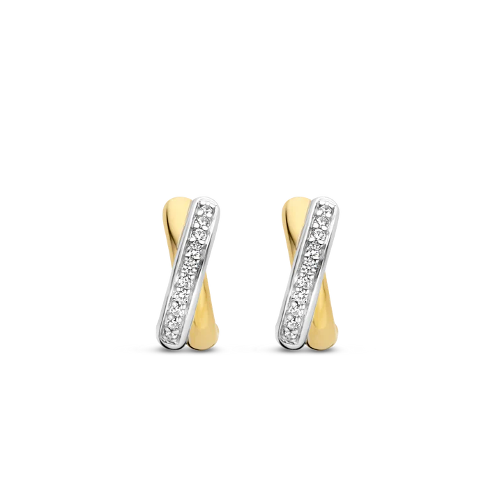TI SENTO gold-plated silver earrings flaunt two refined circles