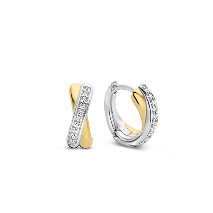 TI SENTO gold-plated silver earrings flaunt two refined circles