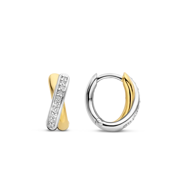 TI SENTO gold-plated silver earrings flaunt two refined circles