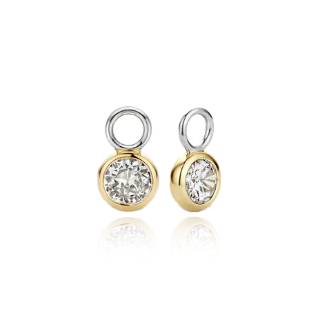 ti sento milano silver yellow gold cz cubic zirconia stones ear charms earrings