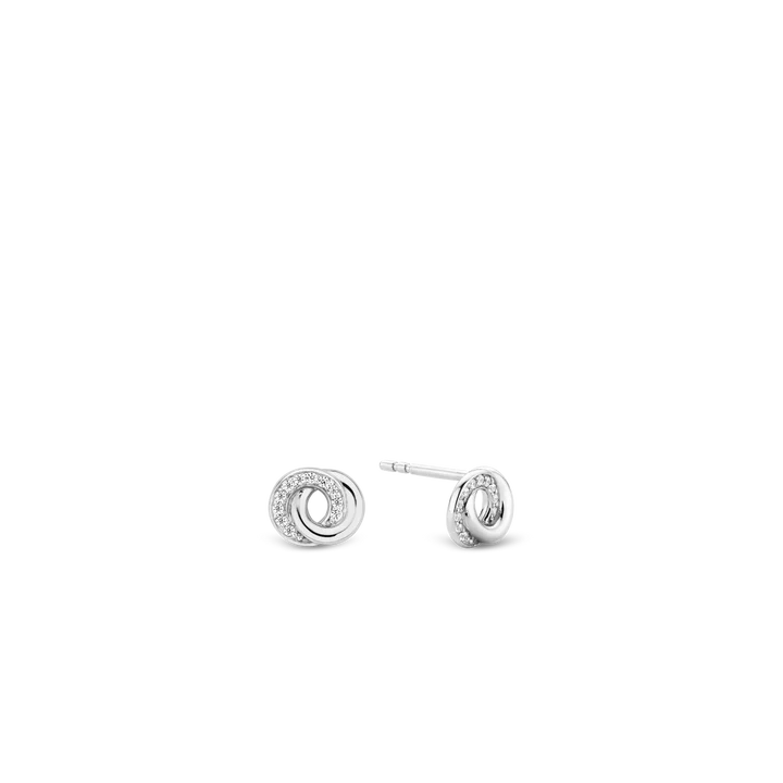 earring silver band and white zirconia pavé setting