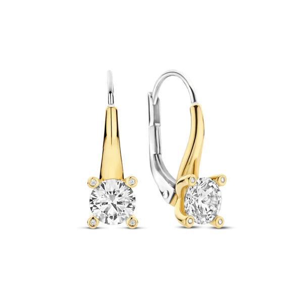 TI SENTO Gold-Plated Solitaire Drop Earrings