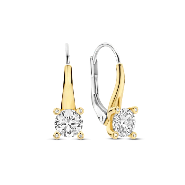 TI SENTO Gold-Plated Solitaire Drop Earrings