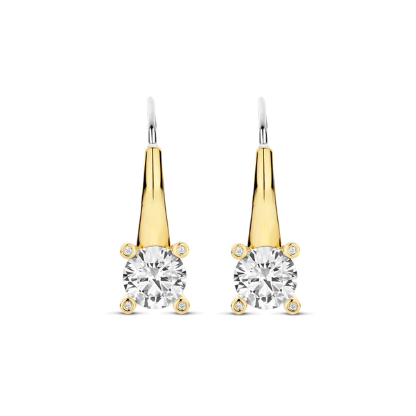 TI SENTO Gold-Plated Solitaire Drop Earrings