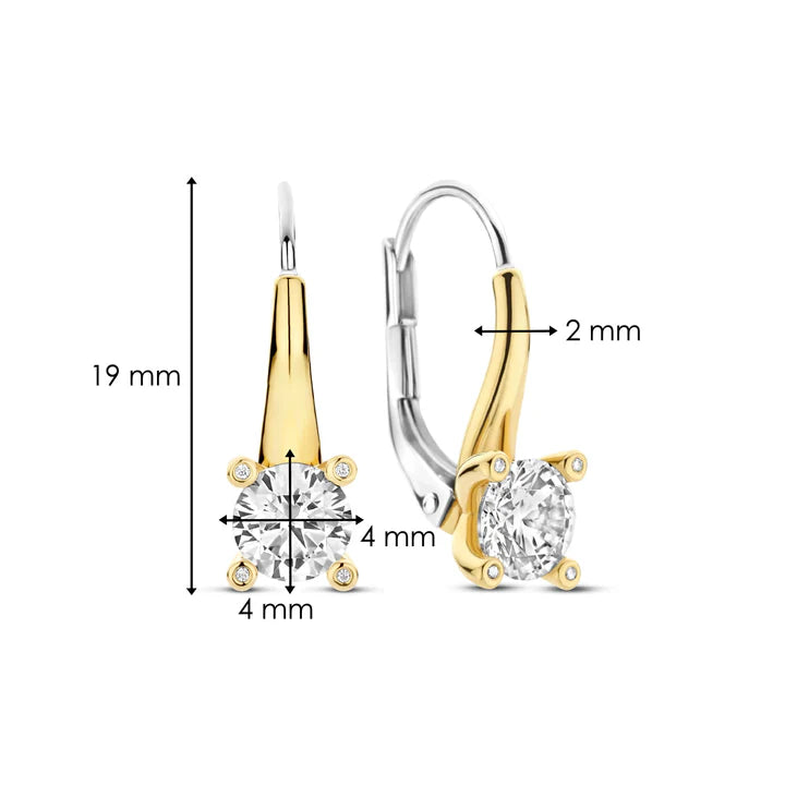 TI SENTO Gold-Plated Solitaire Drop Earrings