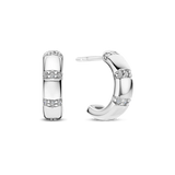 Earrings are crafted from  silver and feature a design with horizontal rows of zirconia stones