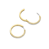 yellow gold plated hoop earrings with cz stones