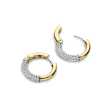 two tone hoop earrings with cz stones