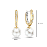 yellow gold plated earrings with cz stones and pearls