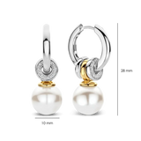 two tone charm earrings wih cz stones and pearls