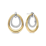two tone earrings with cz stones