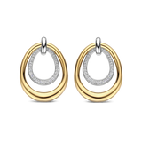 two tone earrings with cz stones