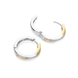 two tone hoop earrings with cz stones