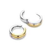 two tone hoop earrings with cz stones