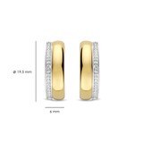 two tone hoop earrings with cz stones