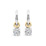 two tone charm earrings with cz stones