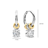 two tone charm earrings with cz stones