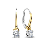 two tone earrings with cz stones