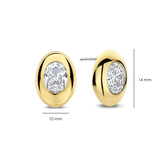 yellow gold oval earrings with cz stones