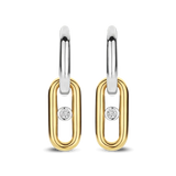 two tone earrings with cz stone