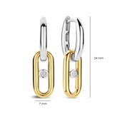 two tone earrings with cz stone