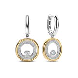 two tone earrings with cz stones