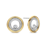 two tone earrings with cz stones