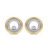 two tone earrings with cz stones