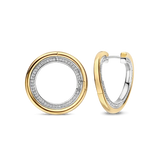 two tone hoop earrings with cz stones