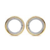two tone hoop earrings with cz stones