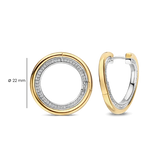 two tone hoop earrings with cz stones
