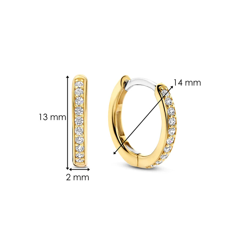 TI SENTO gold-plated small hoops adorned with a dazzling pave of tiny cubic zirconia