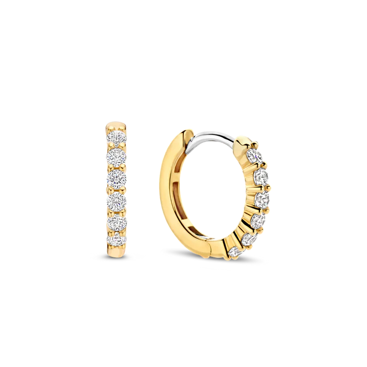 TI SENTO gold-plated small hoops adorned with a dazzling pave of cubic zirconia