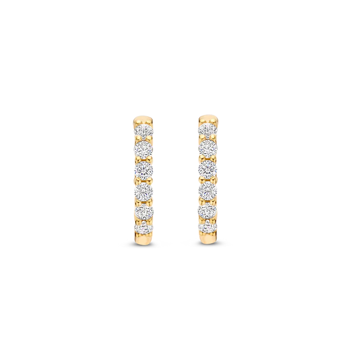 TI SENTO gold-plated small hoops adorned with a dazzling pave of cubic zirconia
