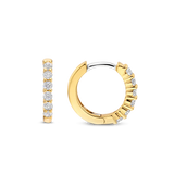 TI SENTO gold-plated small hoops adorned with a dazzling pave of cubic zirconia