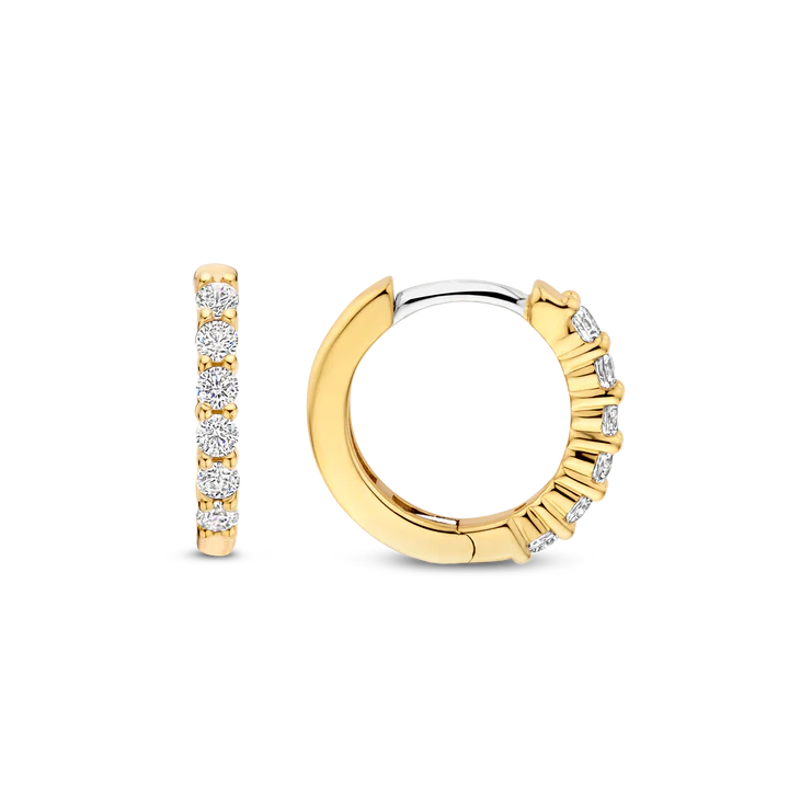 TI SENTO gold-plated small hoops adorned with a dazzling pave of cubic zirconia
