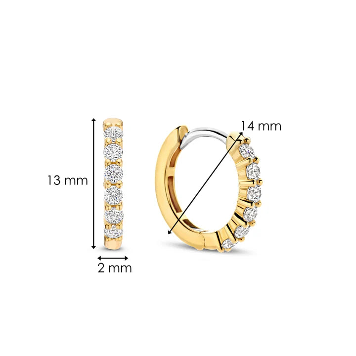 TI SENTO gold-plated small hoops adorned with a dazzling pave of cubic zirconia