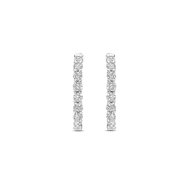 TI SENTO silver medium hoops adorned with a dazzling pave of cubic zirconia