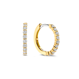 TI SENTO gold-plated medium hoops adorned with a dazzling pave of cubic zirconia