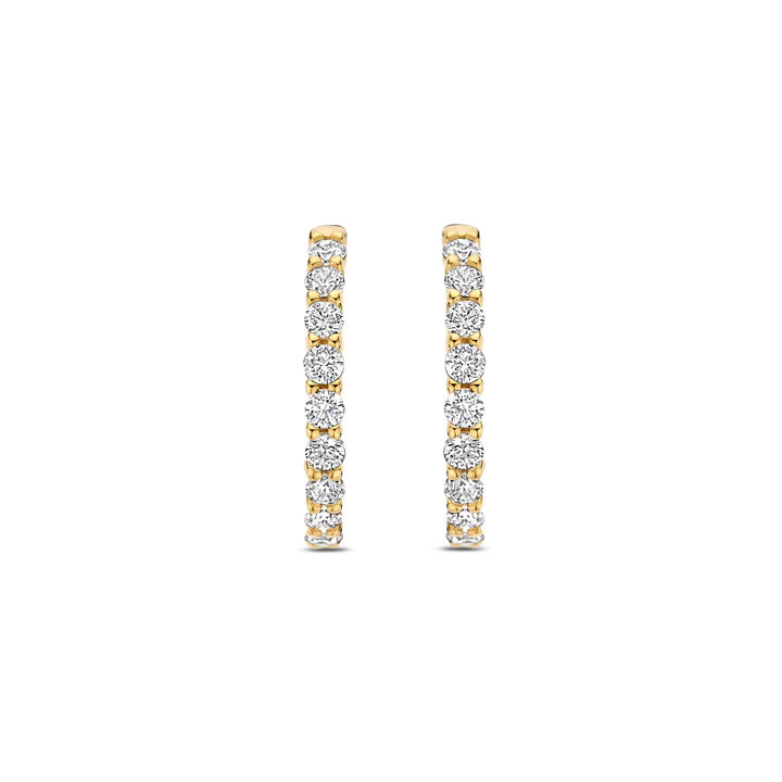 TI SENTO gold-plated medium hoops adorned with a dazzling pave of cubic zirconia
