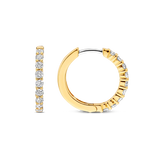TI SENTO gold-plated medium hoops adorned with a dazzling pave of cubic zirconia