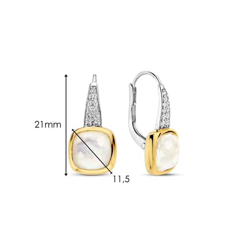 ti sento milano earrings drop hoop yellow gold silver cz cubic zirconia stones