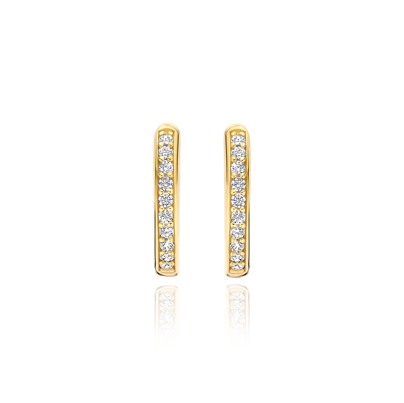 TI SENTO gold-plated small hoops adorned with a dazzling pave of tiny cubic zirconia