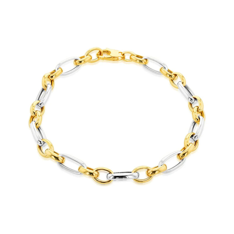 9CT 2-TONE OVAL FIGARO BRACELET