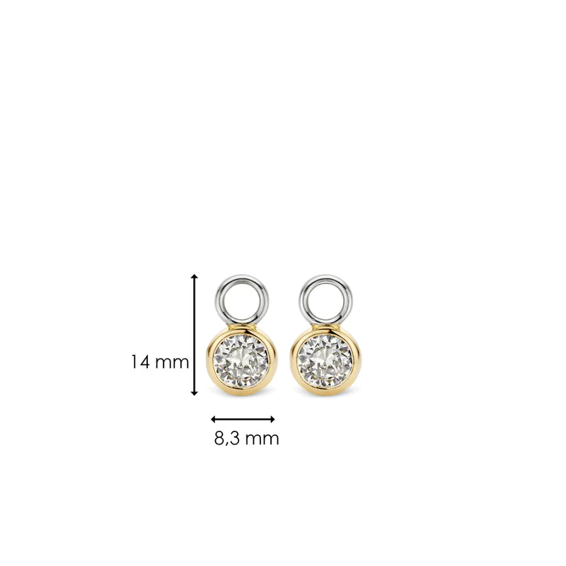 ti sento milano silver yellow gold cz cubic zirconia stones ear charms earrings