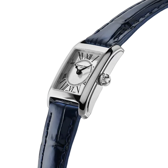 Frederique Constant CLASSICS CARREE Ladies leather strap bracelet steel case white dial black numerals Watch