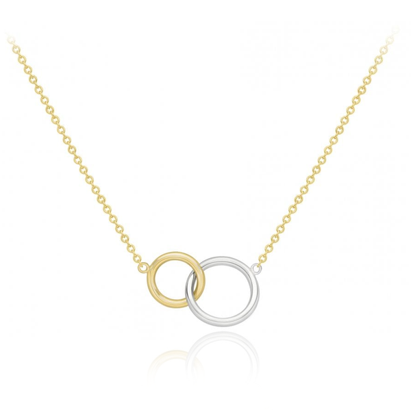 9CT 2-COLOUR GOLD AND LINKED-RINGS ADJUSTABLE NECKLACE